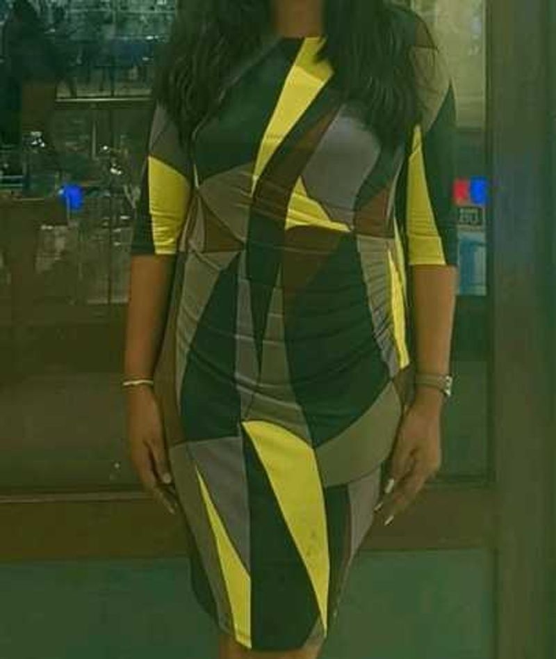 Abstract Print Bodycon Dress