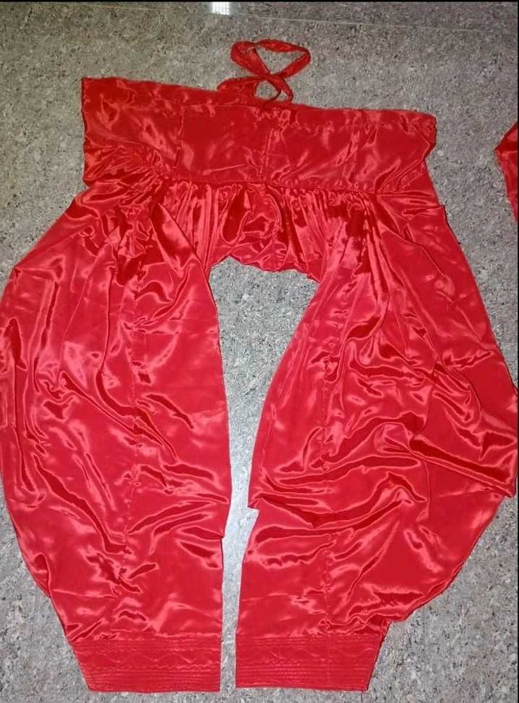 Vibrant Red Silk shalwar kurti Pants