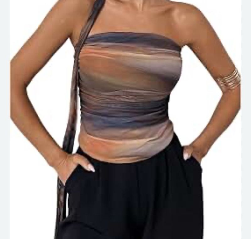 Sheer Ruched One-Shoulder Top