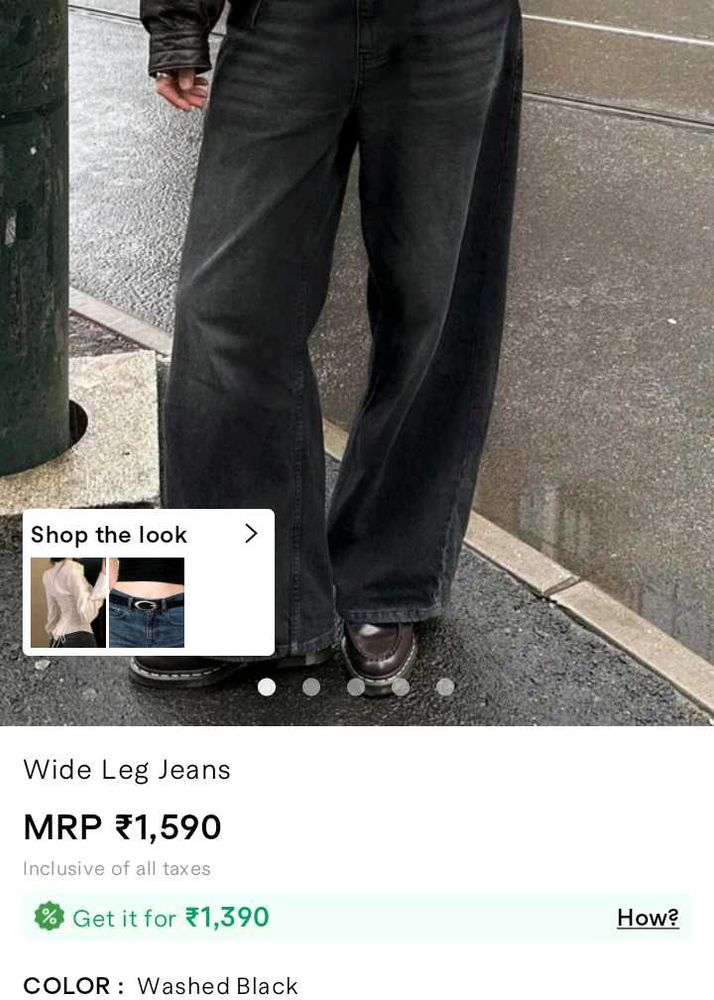 Washed Black Wide Leg Jeans