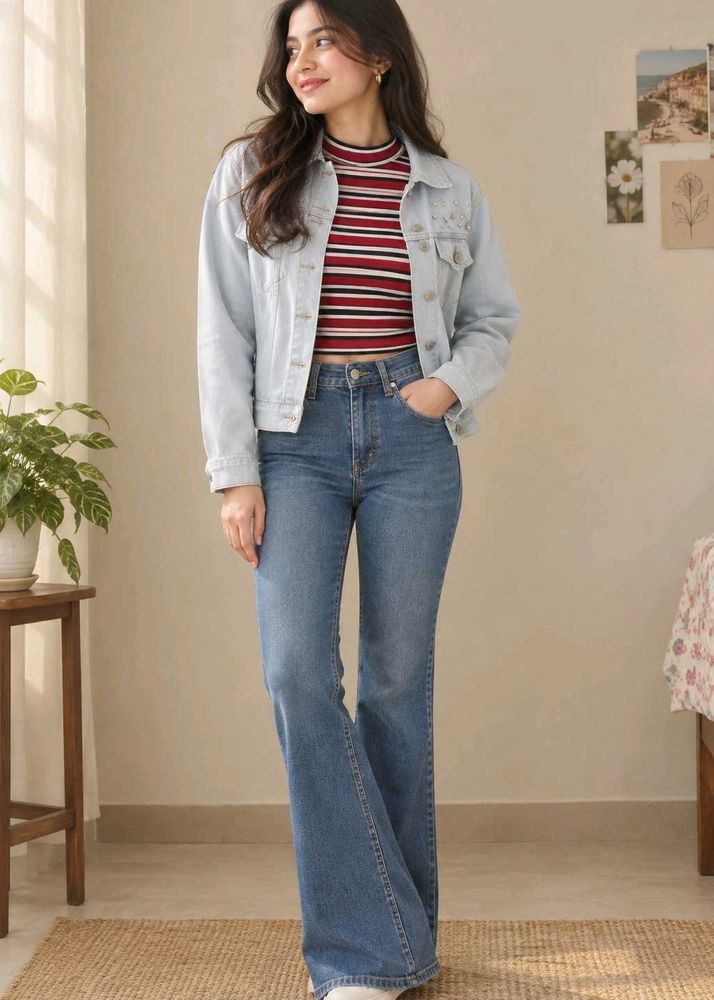 Classic Blue Denim Flare Jeans