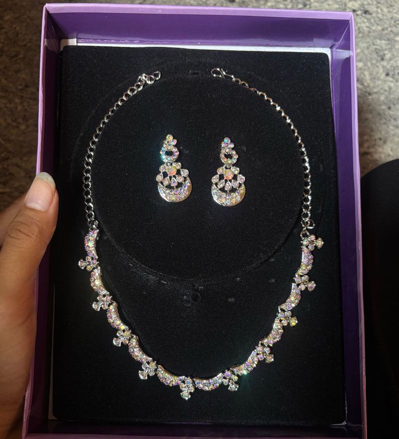 Sparkling Crystal Necklace and Earring Set