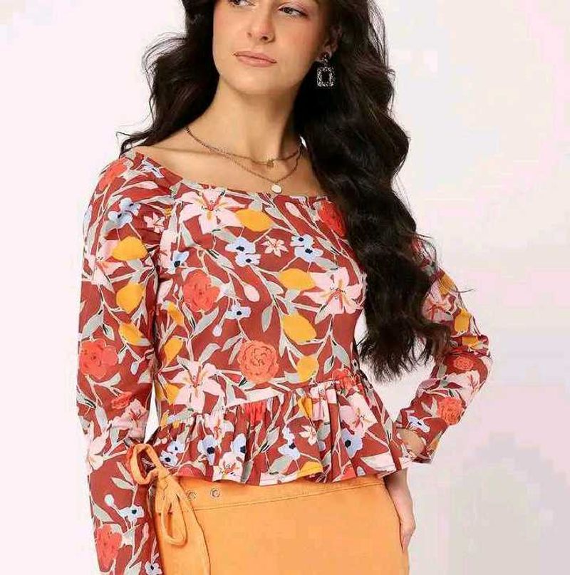 Floral Print Peplum Top