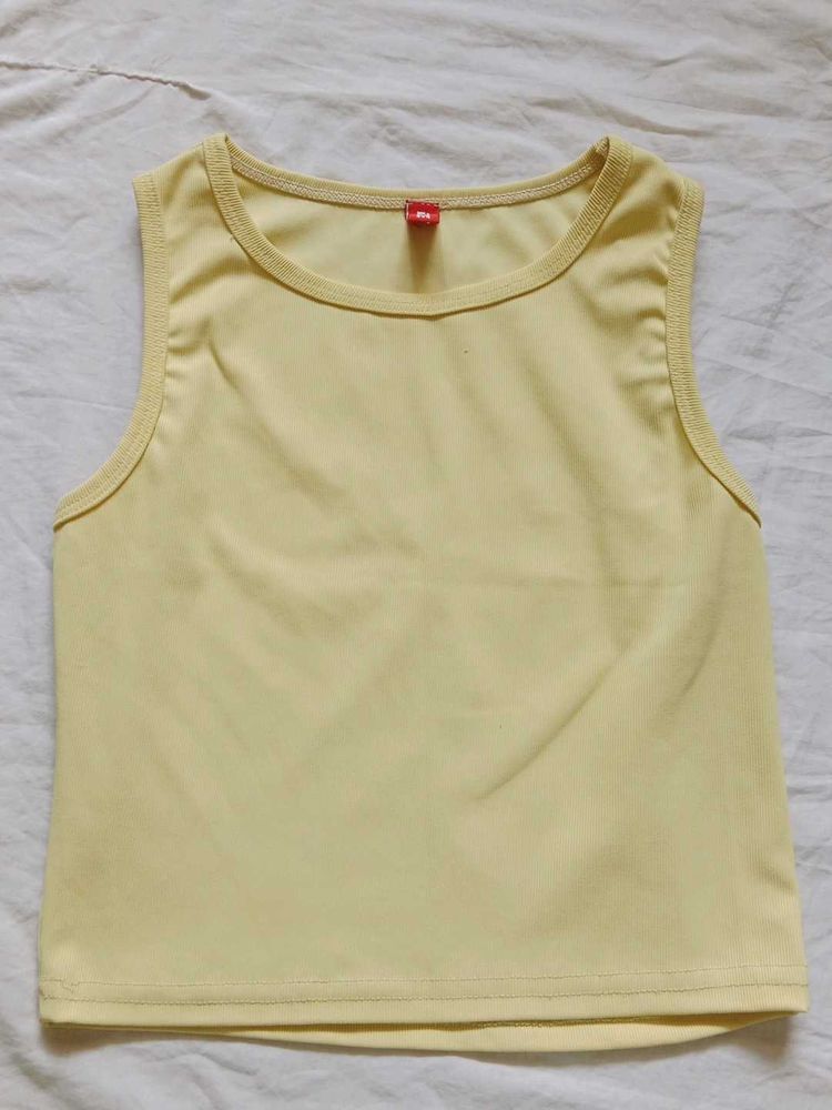 Solid Butter Yellow Tank Top