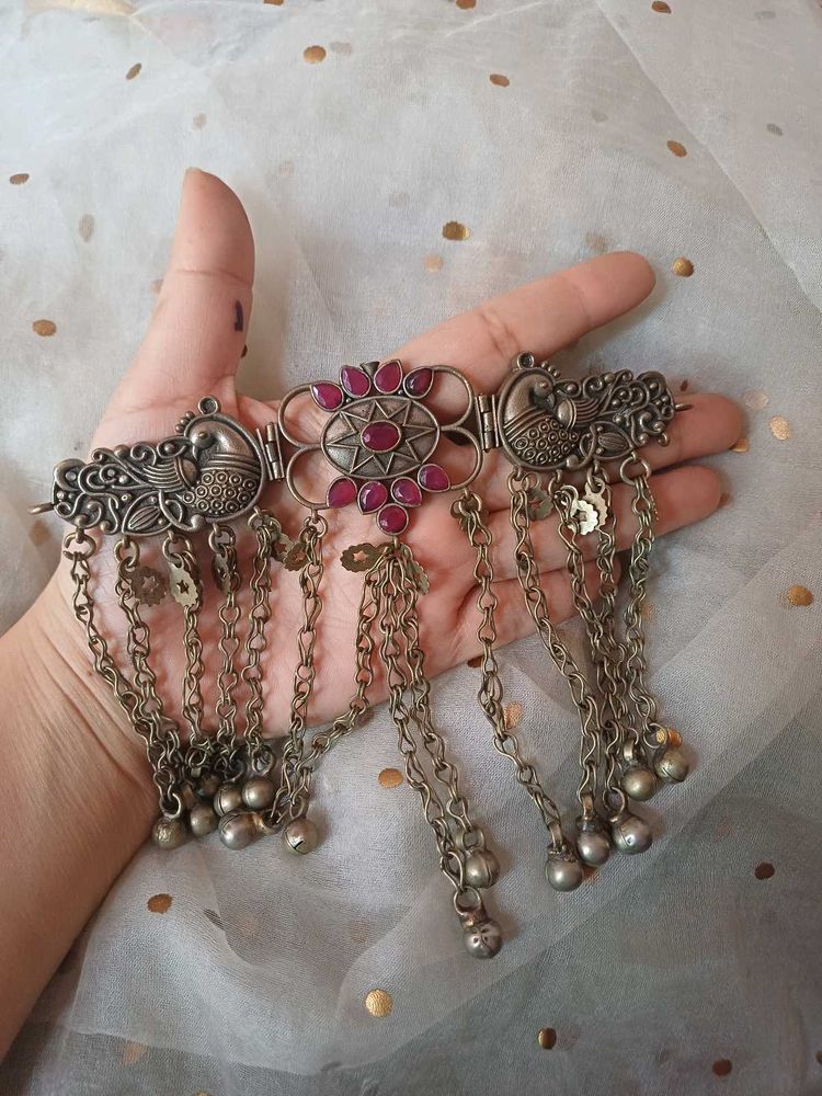 Brass Peacock choker with real afghan dangling
