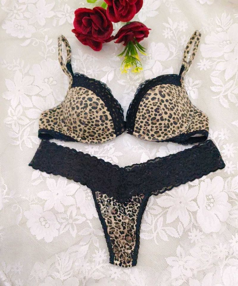 Leopard Print Bra &amp; Thong Set
