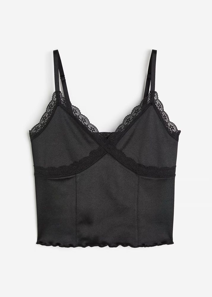 H&amp;M Black Lace Trim Cami Top (M)