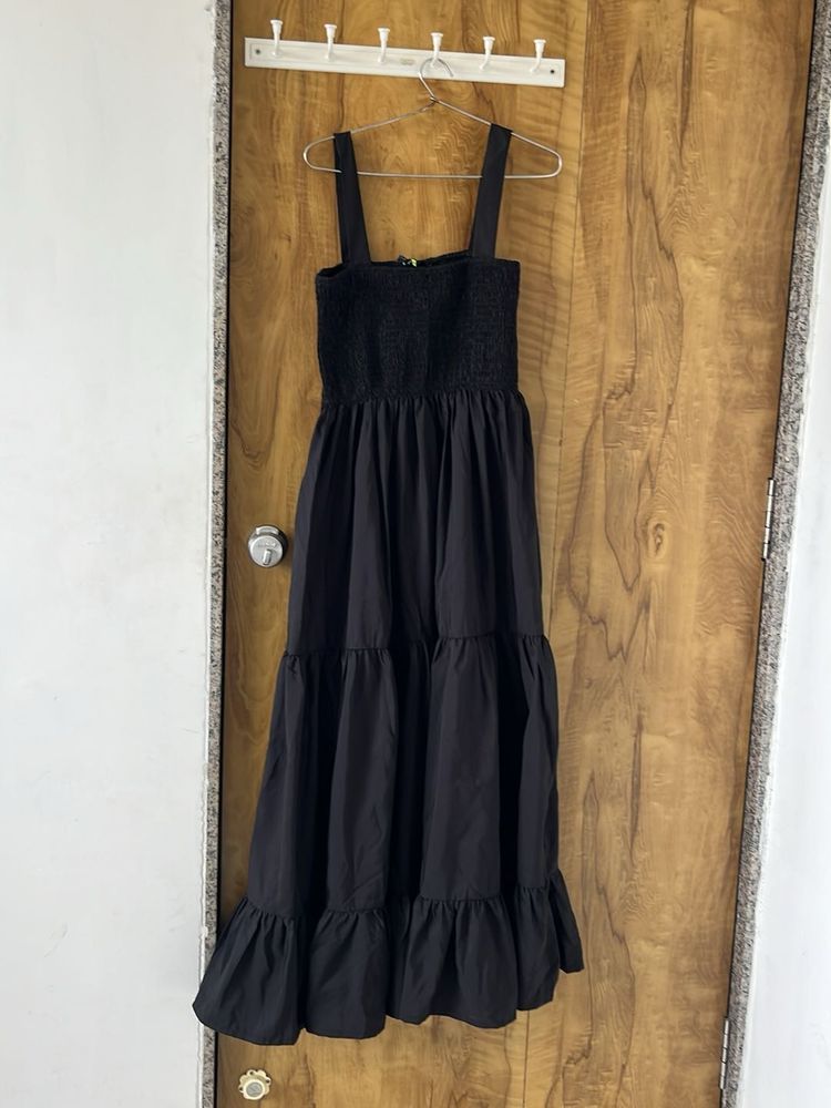 Black Tiered Midi Dress