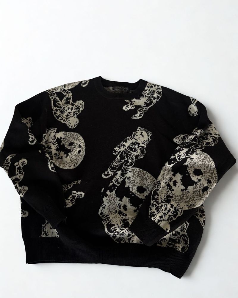 Men's Black Moon &amp; Astronaut Knit Sweater