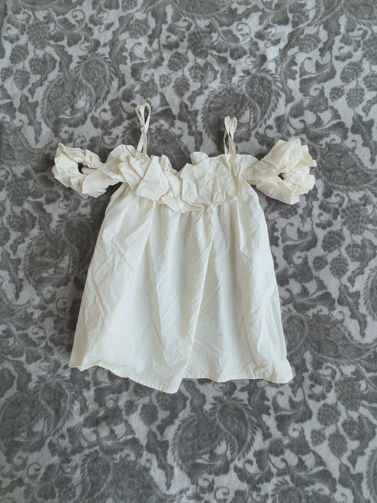 Off-Shoulder Ruffled Cream Top