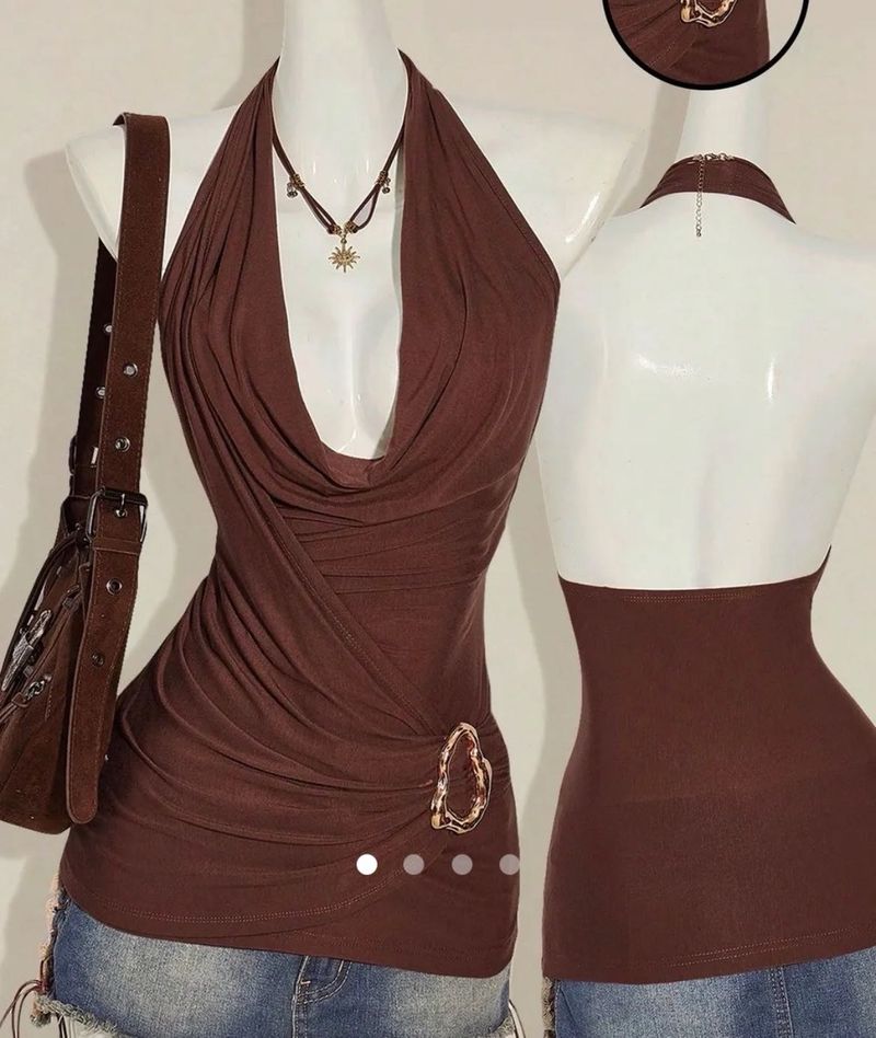 Savana - Brown Halter Neck Top