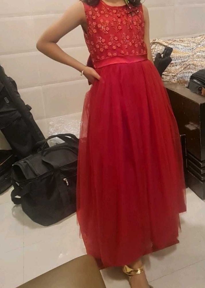 Elegant Burgundy Girls' Dress