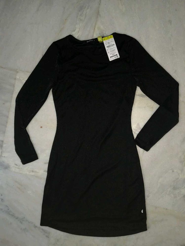 Black Long Sleeve Mini Dress