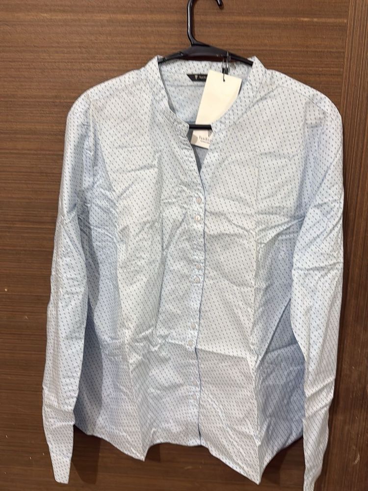 Light Blue Dotted Long Sleeve Top