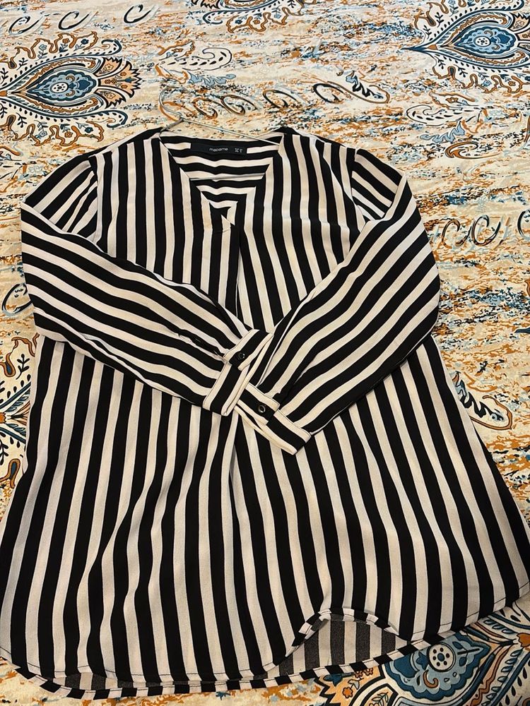 Chic Striped Long Sleeve Tunic Top