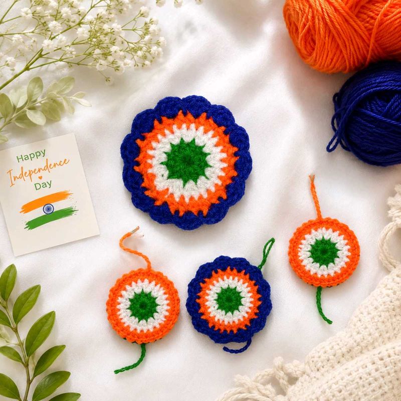 Handmade Tricolor Crochet Pin.