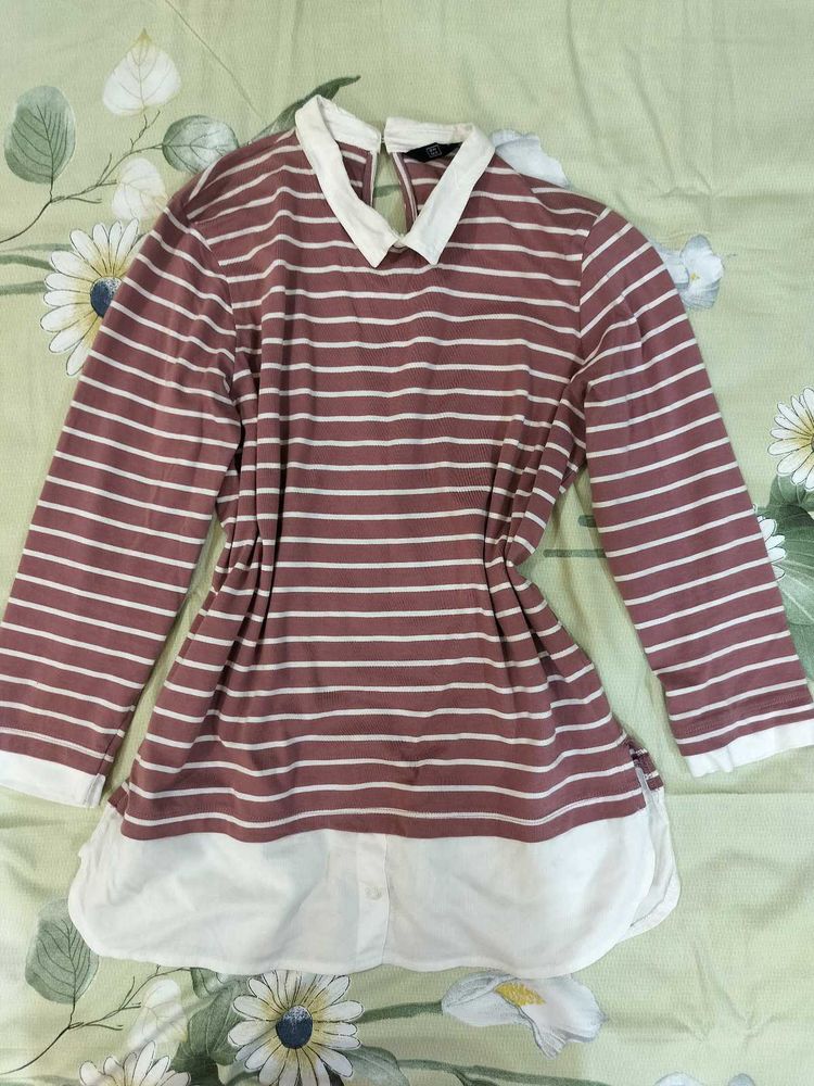 Womens Stripped collar top