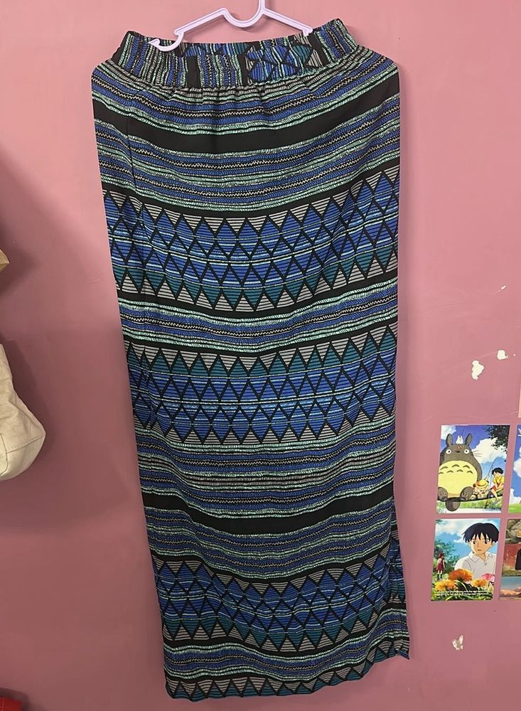 Boho Patterned Maxi Skirt with a side slit