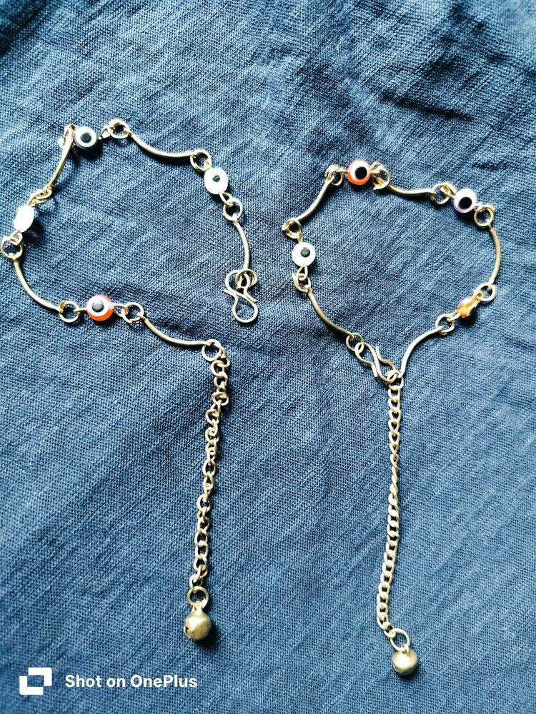 Evil Eye Anklets with Bell Charm