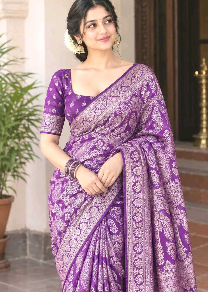 Elegant Purple Banarasi Silk Saree