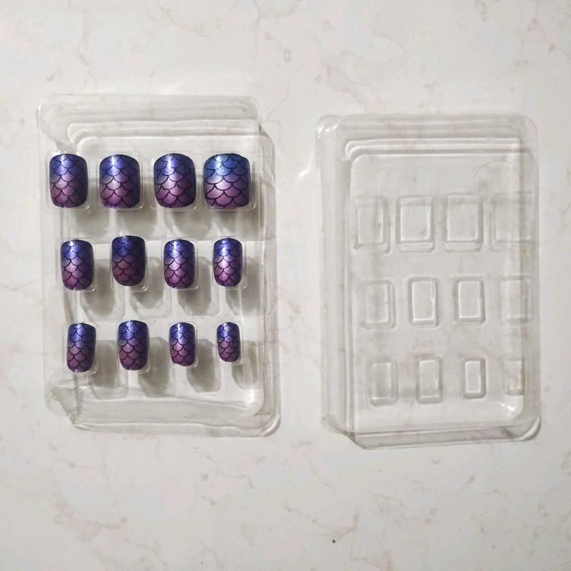 Purple Ombre Fish Scale Press-On Nails