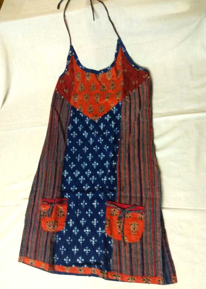 Indigo Ethenic Halter Top For Girls