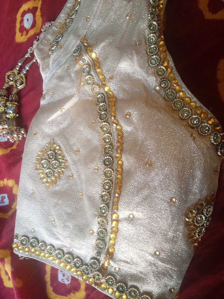 Embellished Ethnic golden Blouse fit up to 30-32