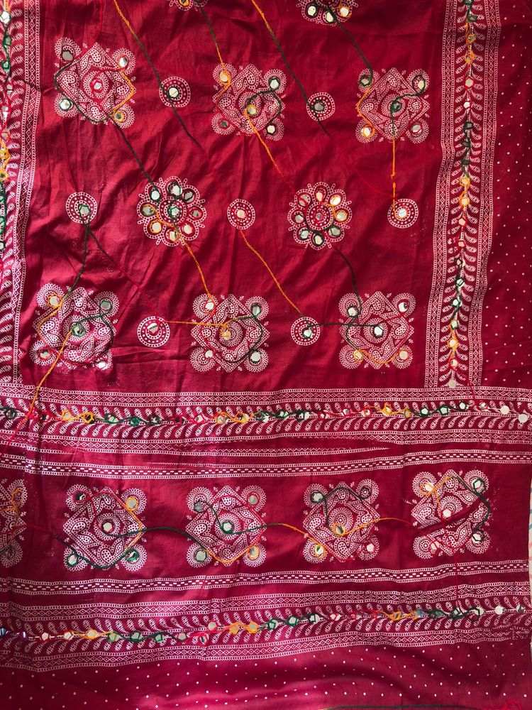 red ethnic traditional navratri dandiya dupatta