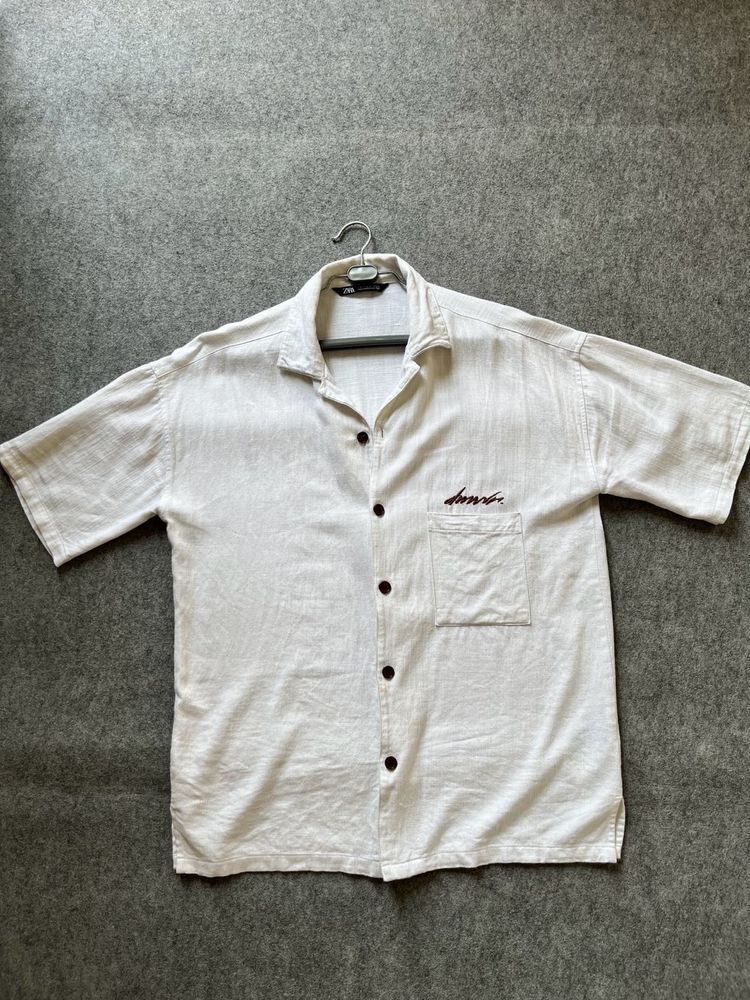 Original Zara White Half Sleeve Shirt