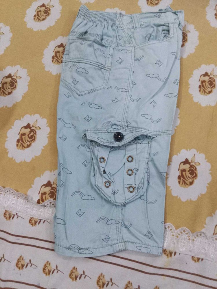 Cute Cloud Print Cargo Shorts for Kids