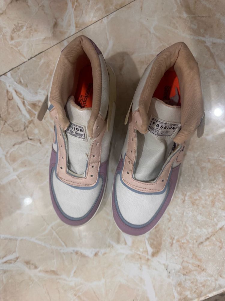 Stylish White and Purple Sneakers