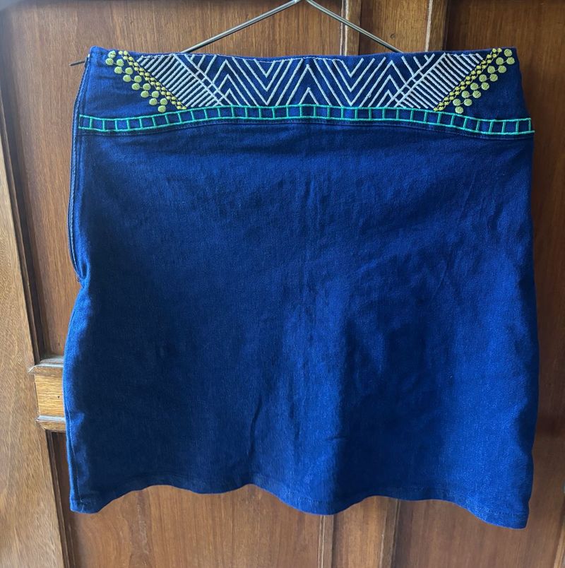 Blue Denim Mini Skirt