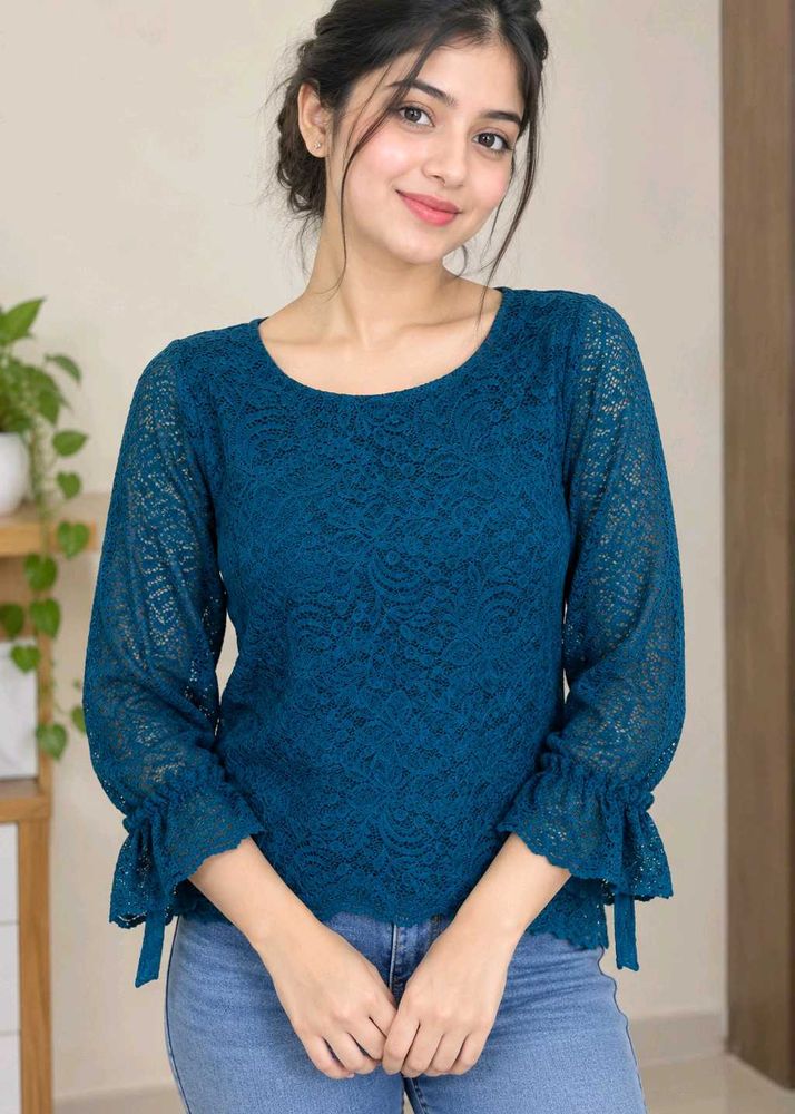 Elegant Teal Lace Top