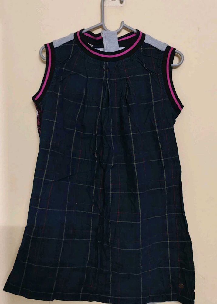 Plaid Sleeveless Dress Dark Green