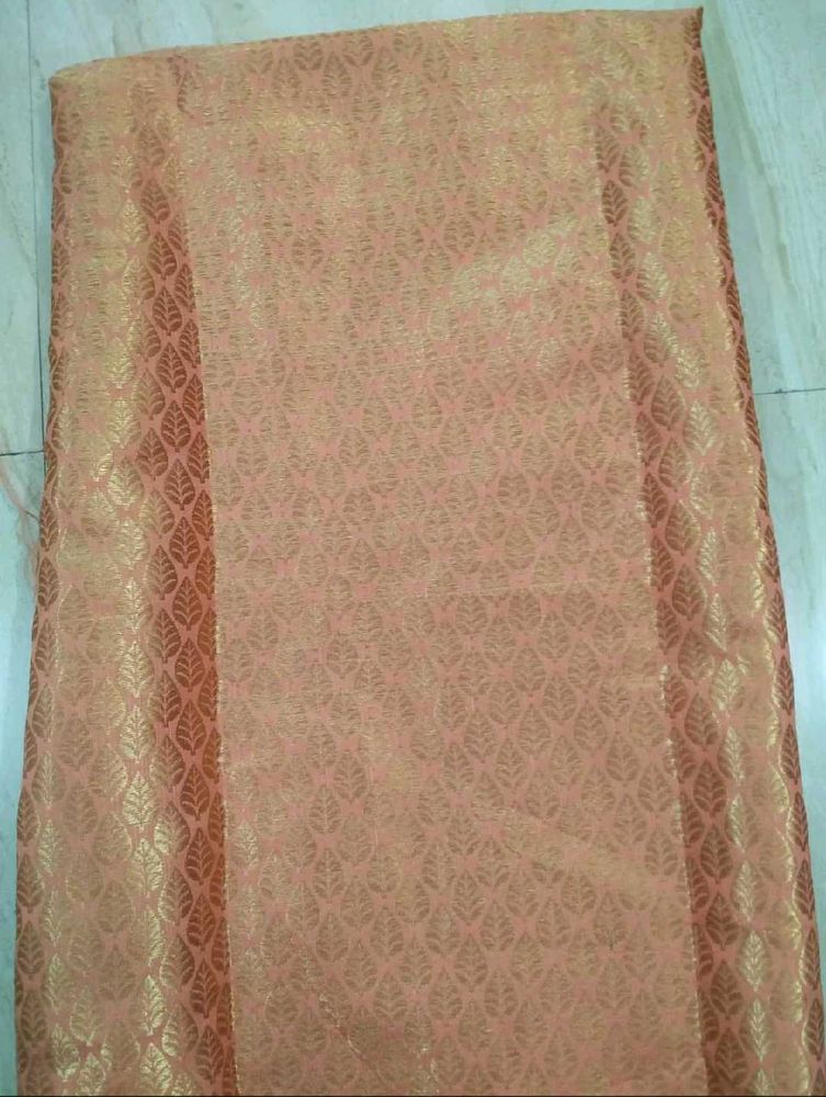 Peach &amp; Gold banarasi brocade fabric