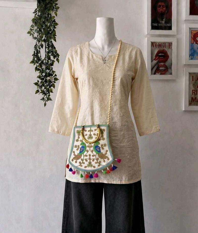 Embroidered Peacock Ethnic Bag