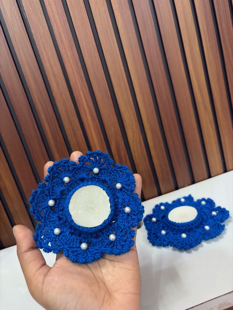 Handmade Crochet Tealight Holders (Set of 2)