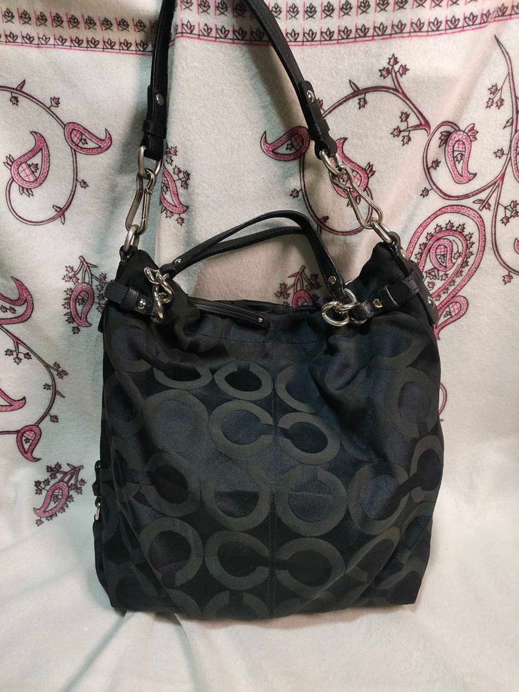 Coach black optic C Jacquard Hobo Bag