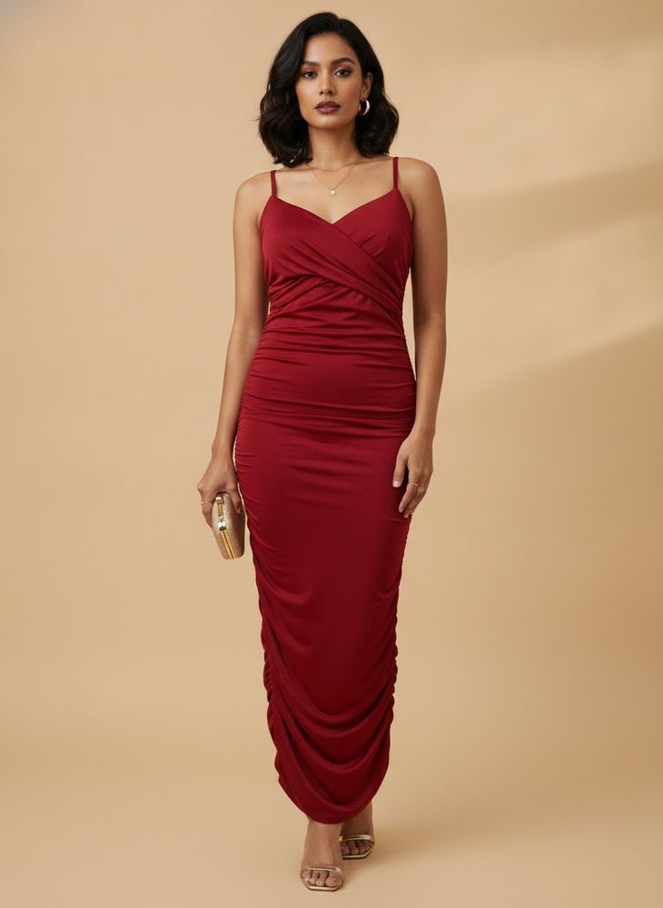Gathered Bodycon Slip Dress