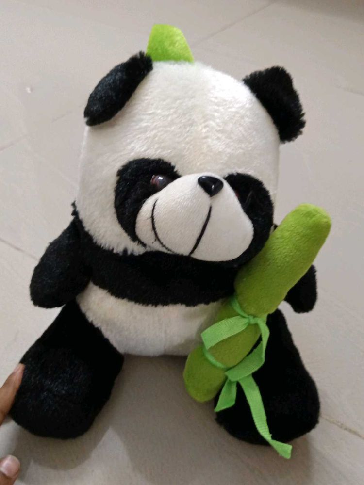 Adorable Panda Stuffed Toy with Bamboo