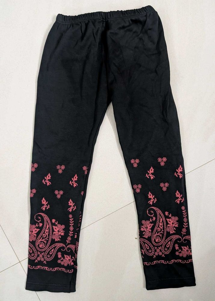 Black with Pink Paisley Print baby pant