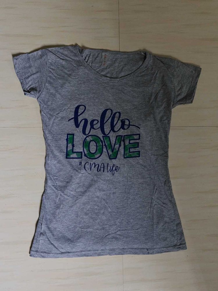 women's casual grey graphic T-shirt