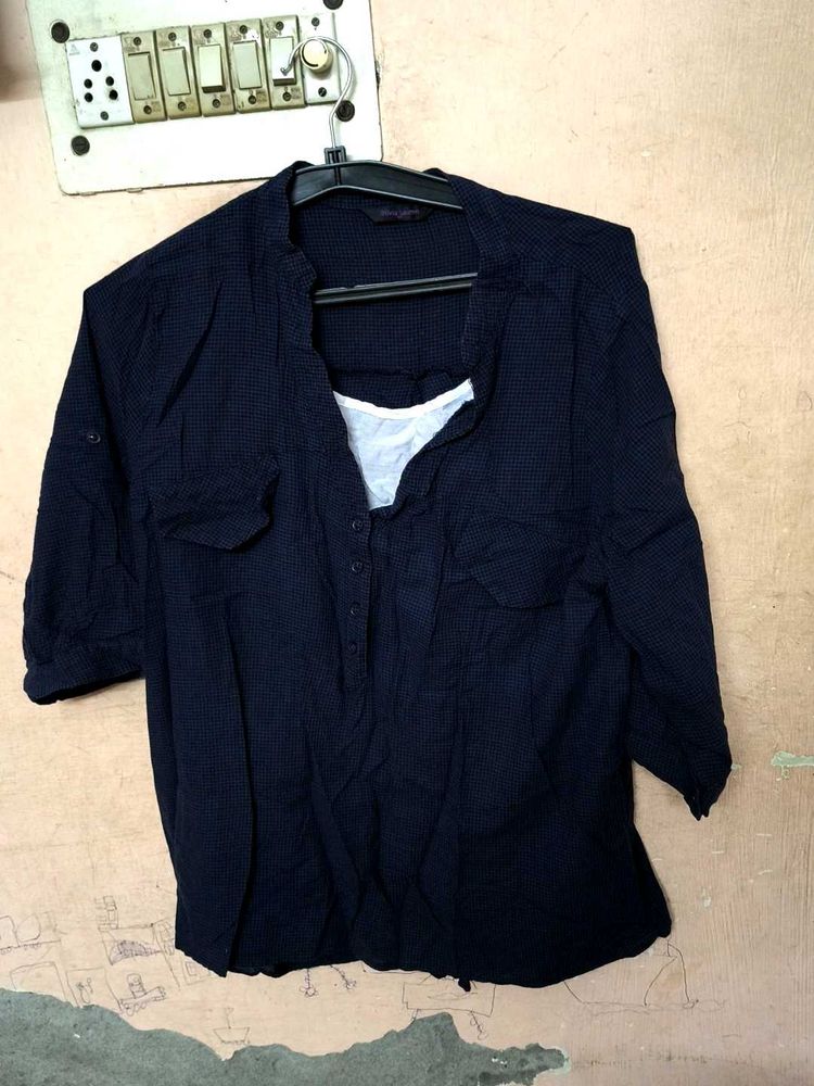 Elegant Navy Button-Down Tunic
