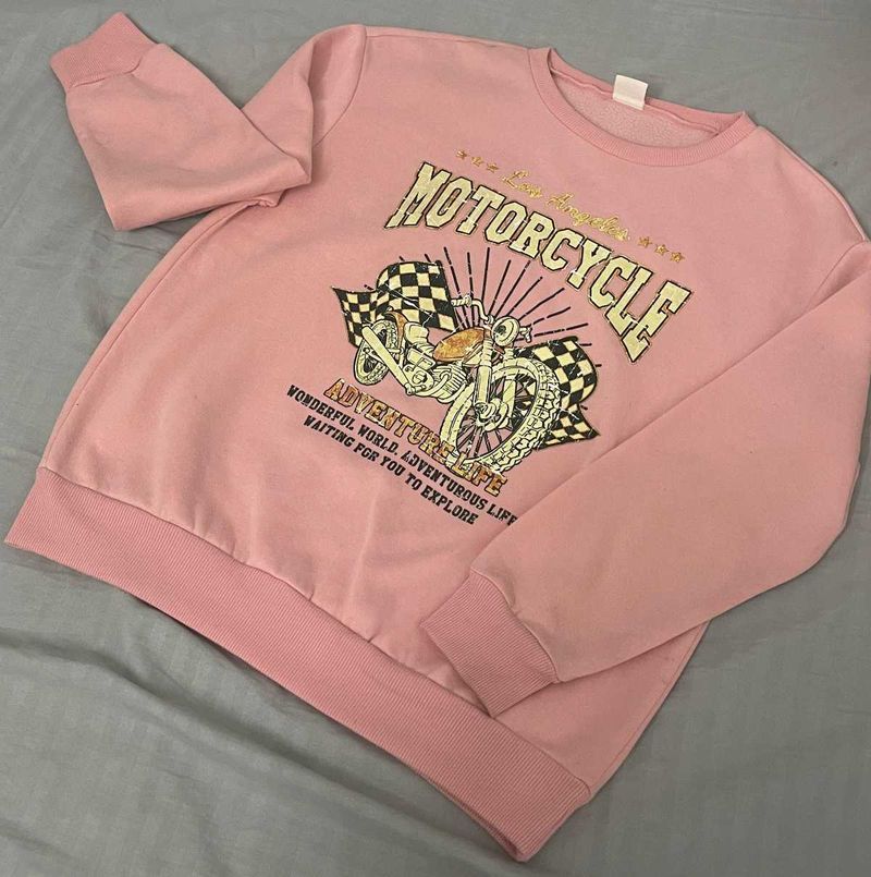 Pink Motorcycle Graphic Sweatshirt