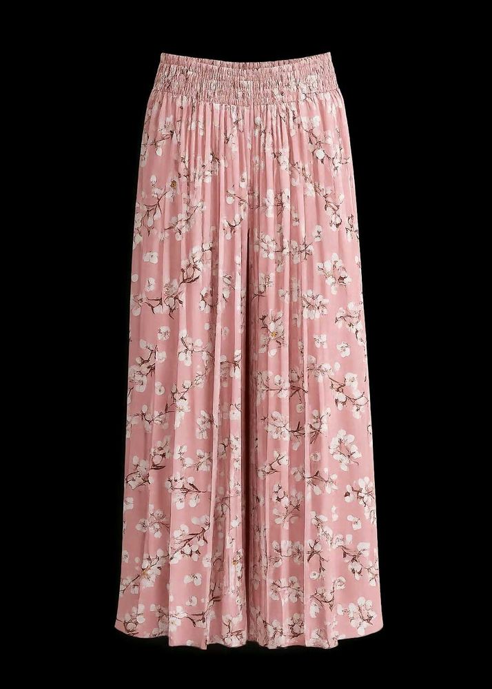 Pink Floral Pleated Maxi Palazzo