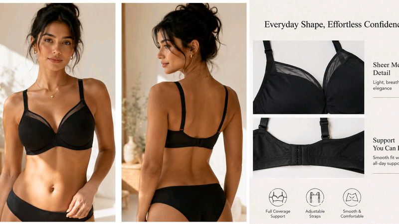 Comfortable Black Mesh Bra