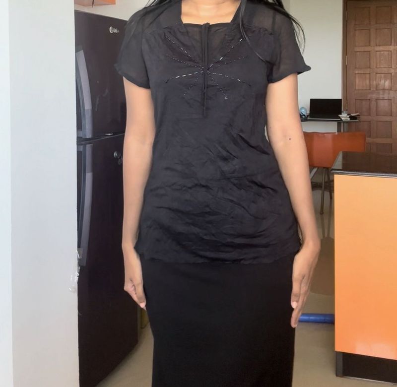 Elegant Black Beaded Top