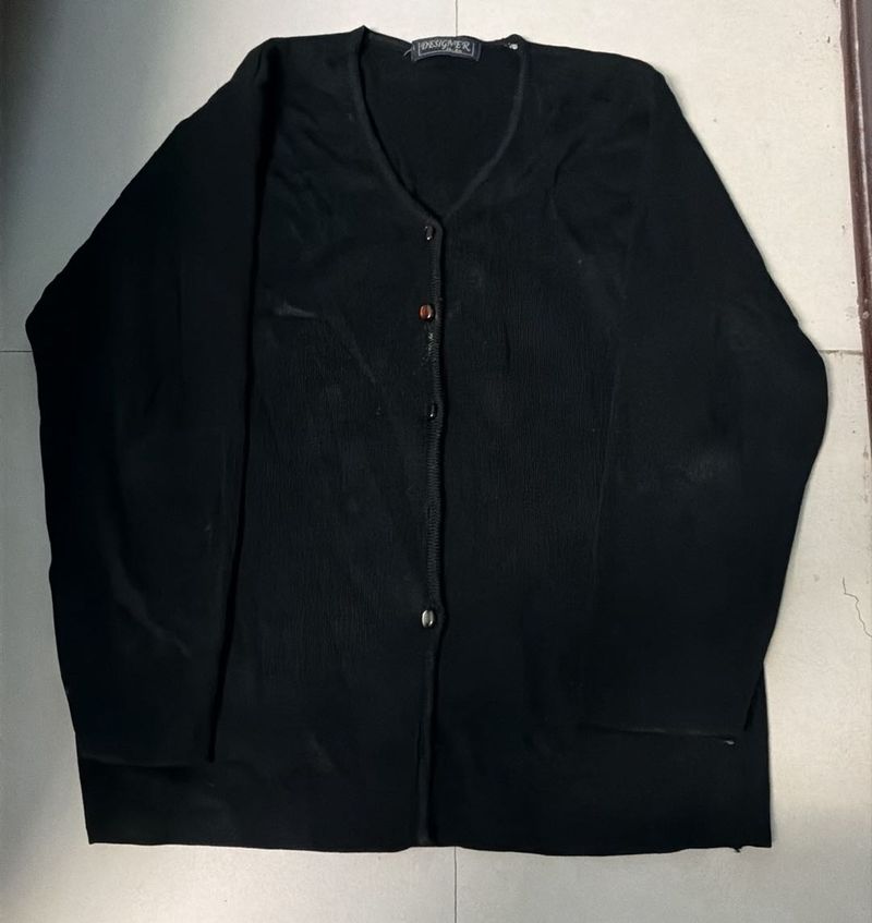 Classic Black Button-Up Cardigan