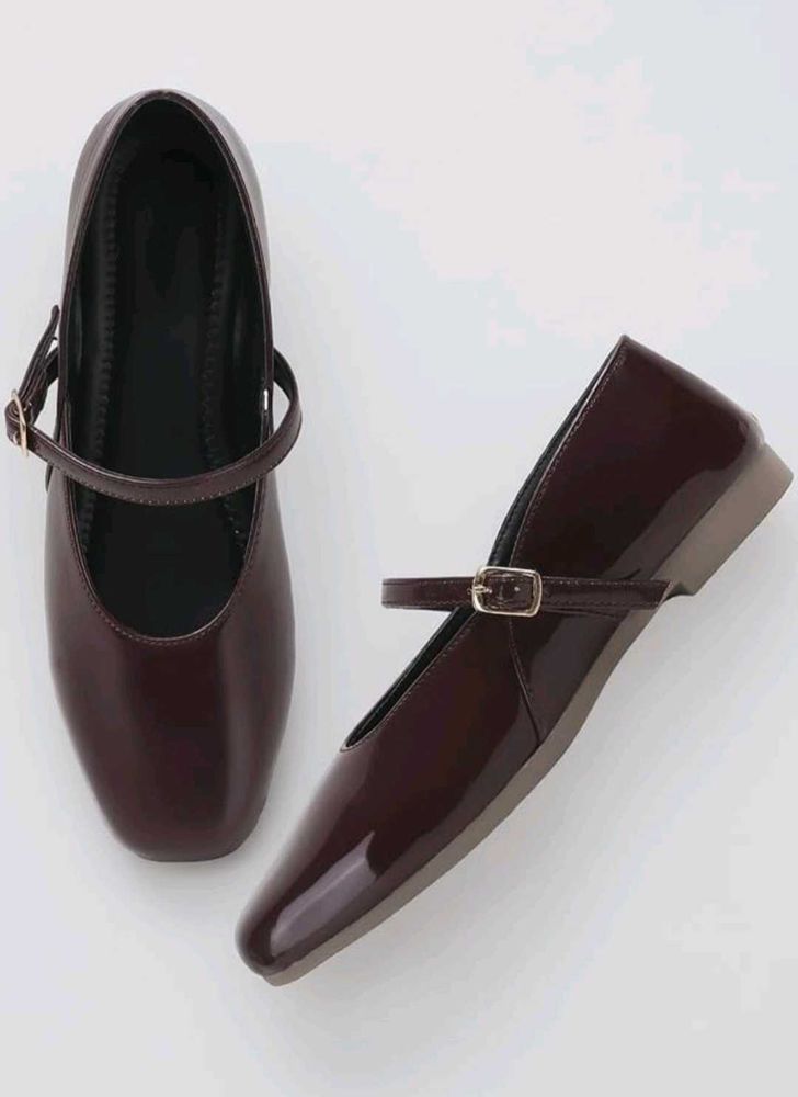 Shiny Mary Jane Flats