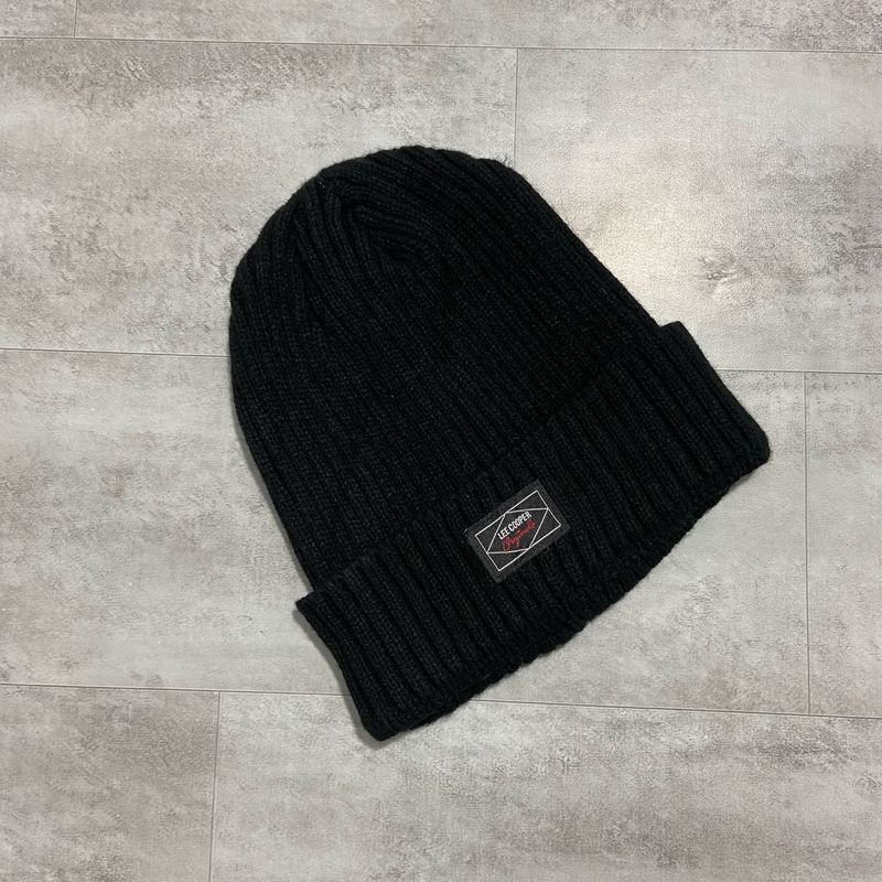 Lee Cooper Black Ribbed Beanie Hat